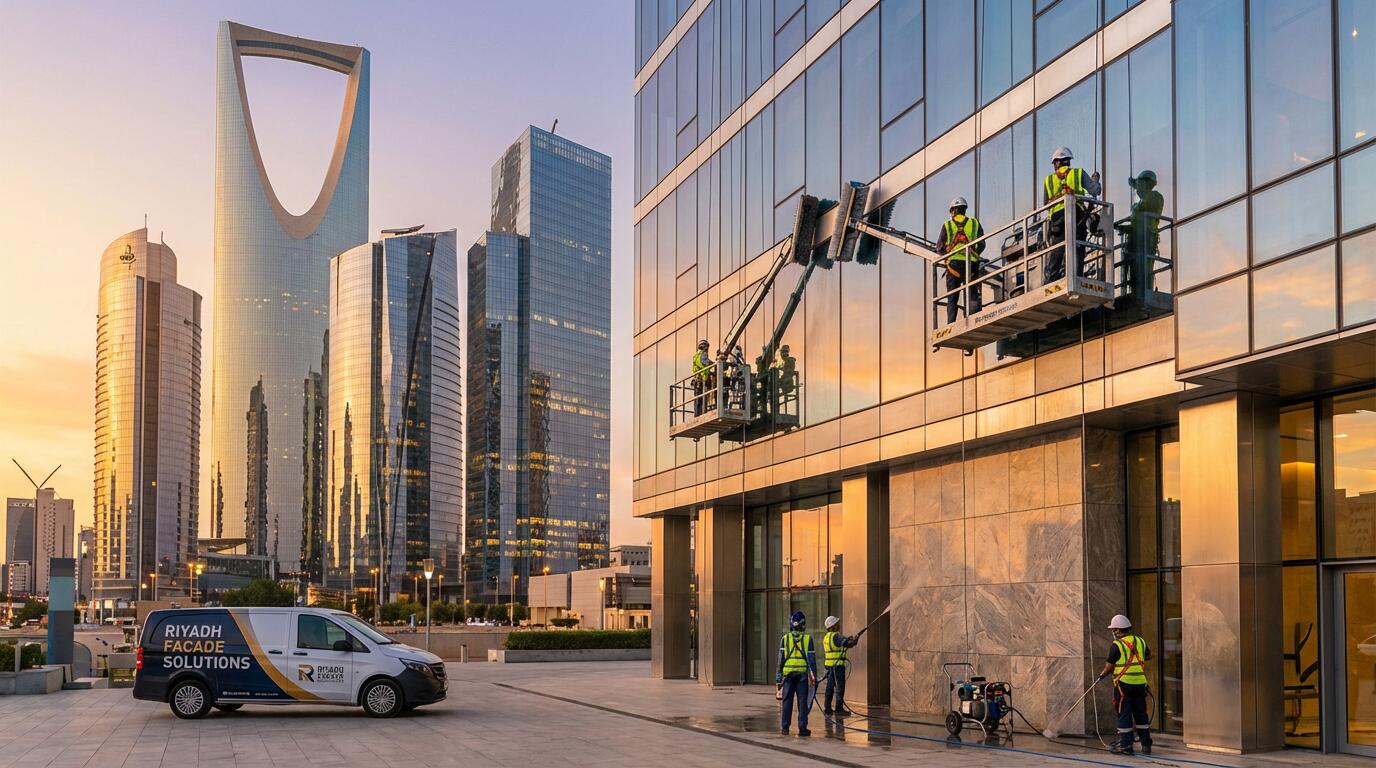 شركة تنظيف واجهات الرياض - عمال متخصصون في تنظيف الزجاج والحجر والكلادينج